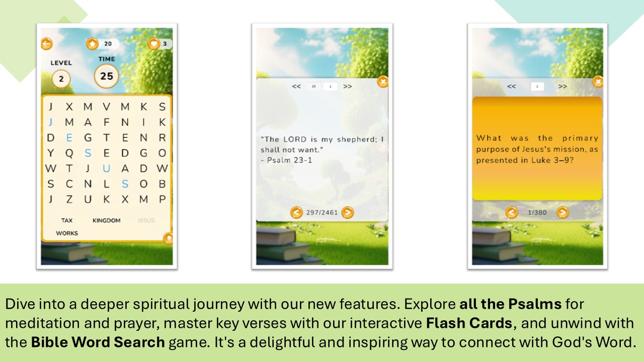 Finding God Bible study app - Word Search Game and Study Lessons.
